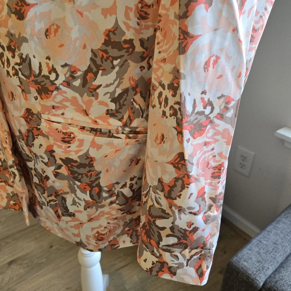 EVA Mendez Women's Size 16 Floral lined silky 1-button blazer - Picture 7 of 8